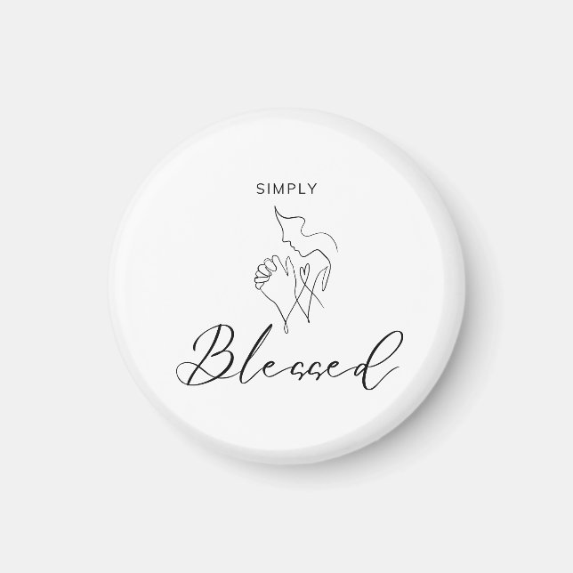 Simply Blessed Minimalist Christian Line Drawing Magnet (Front)