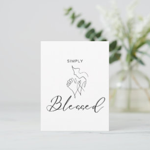 Simply Blessed Minimalist Christian Line Drawing Postcard