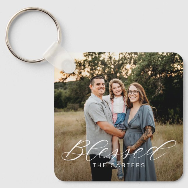 Simply Blessed Personalised Photo Keychain (Front)
