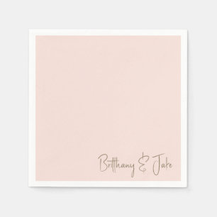 Simply Blush Gold Script Wedding Cocktail II Napkin
