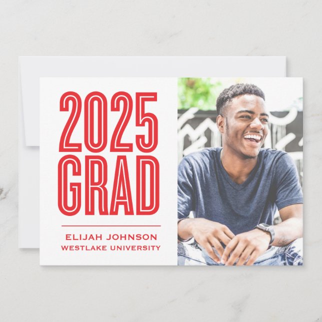 SIMPLY BOLD 2025 GRAD PHOTO GRADUATION INVITATION (Front)