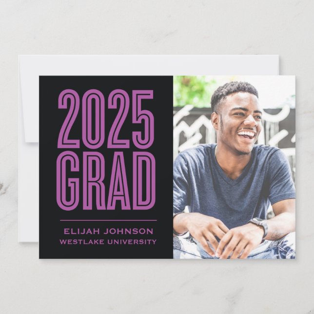 SIMPLY BOLD 2025 GRAD PHOTO GRADUATION INVITATION (Front)