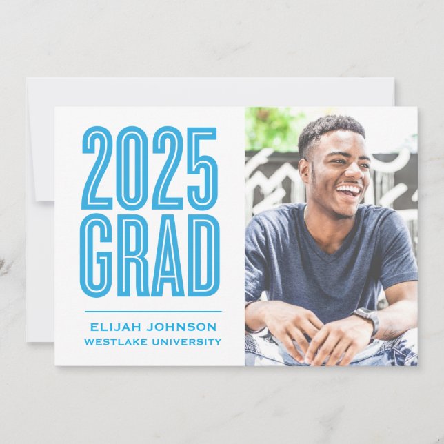 SIMPLY BOLD 2025 GRAD PHOTO GRADUATION INVITATION (Front)