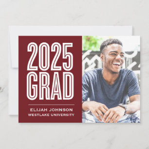 SIMPLY BOLD 2025 GRAD PHOTO GRADUATION INVITATION