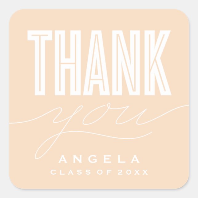 SIMPLY BOLD MODERN THANK YOU GRAD FAVOR STICKER (Front)