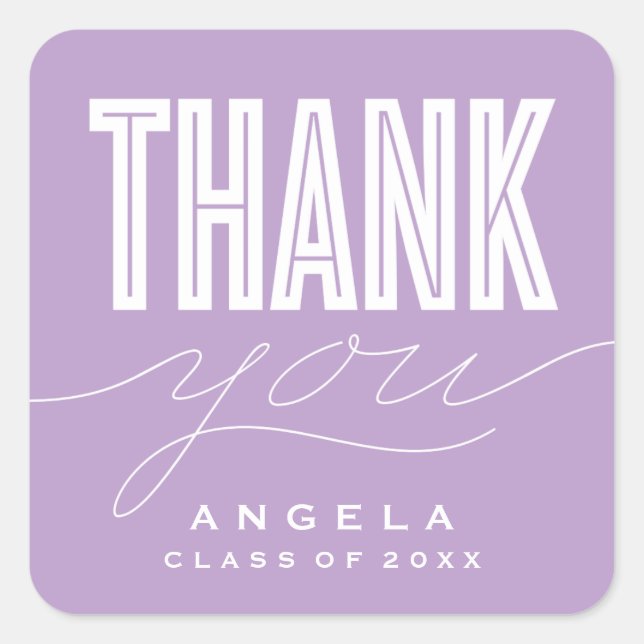 SIMPLY BOLD MODERN THANK YOU GRAD FAVOR STICKER (Front)