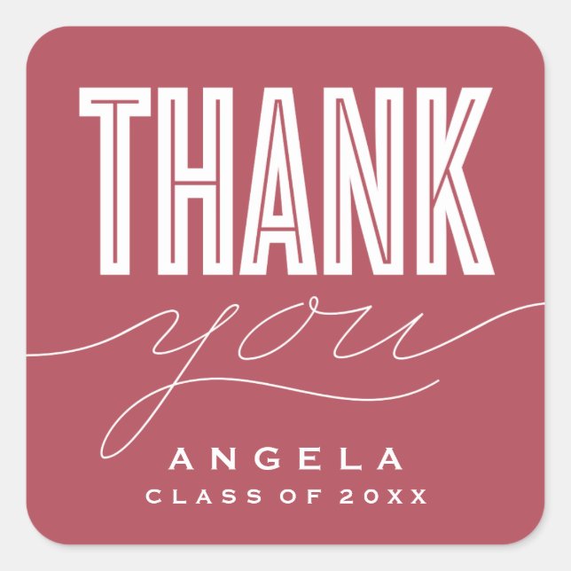 SIMPLY BOLD MODERN THANK YOU GRAD FAVOR STICKER (Front)