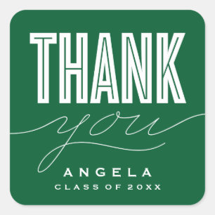 SIMPLY BOLD MODERN THANK YOU GRAD FAVOR STICKER