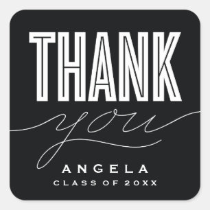 SIMPLY BOLD MODERN THANK YOU GRAD FAVOR STICKER