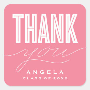 SIMPLY BOLD MODERN THANK YOU GRAD FAVOR STICKER