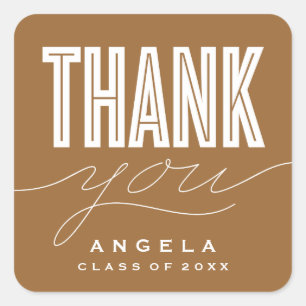 SIMPLY BOLD MODERN THANK YOU GRAD FAVOR STICKER