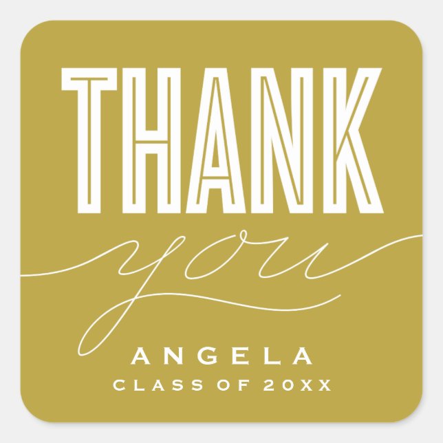 SIMPLY BOLD MODERN THANK YOU GRAD FAVOR STICKER (Front)
