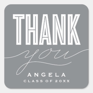 SIMPLY BOLD MODERN THANK YOU GRAD FAVOR STICKER