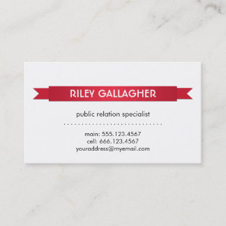 Simply bold red ribbon banner contemporary style business card