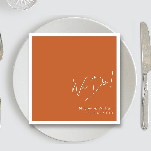Simply Burnt Orange: Hand Lettered 'We Do'  Napkin (Simply Burnt Orange Hand Lettered 'We Do'  Napkins)