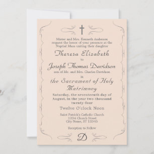 Simply Catholic Champagne-Pink Wedding Invitation