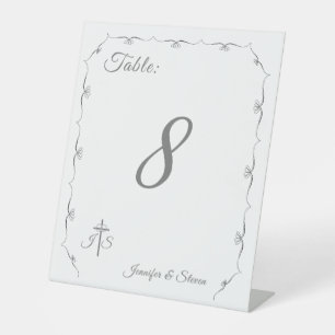 Simply Catholic Wedding Table Number Pedestal Sign