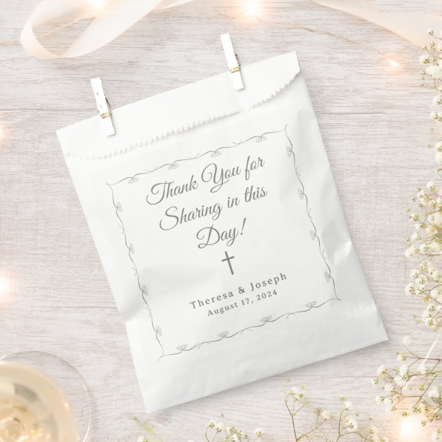 Simply Catholic Wedding White Favour Bags (Clipped)