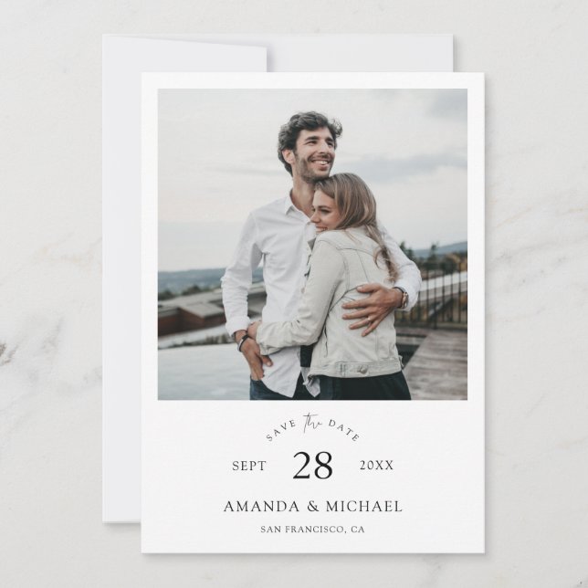 Simply Chic Arched Typography Photo  Save The Date (Front)
