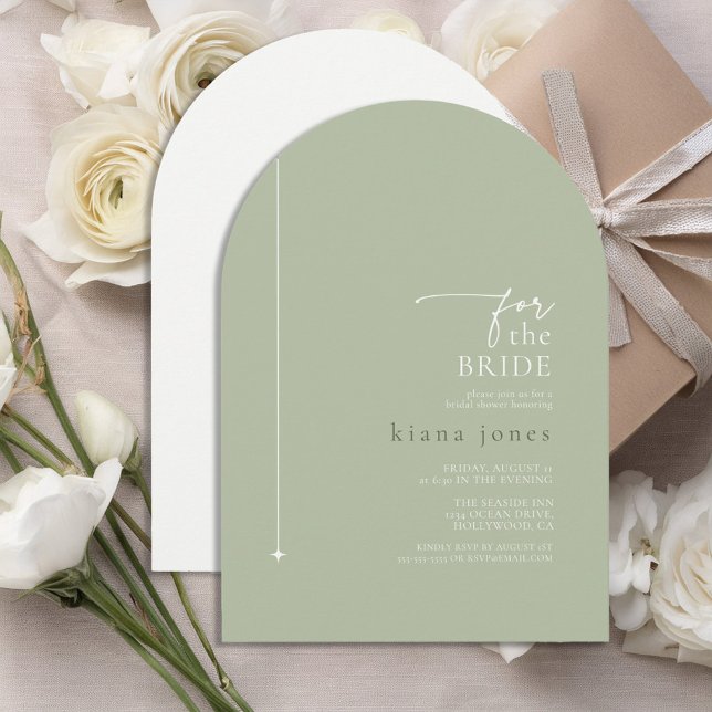 Simply Chic Bridal Shower Sage Green Arch ID1046 Invitation (Creator Uploaded)