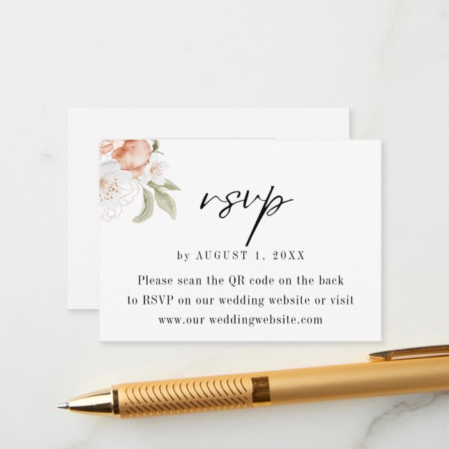 Simply Chic Budget Wedding QR Code Enclosure Card (Front/Back In Situ)