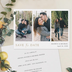 Simply Chic Custom Multi Photo Collage Wedding Save The Date