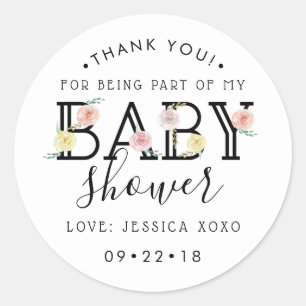 Simply Chic Floral Garden Baby Shower Thank You Classic Round Sticker