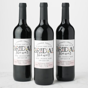 Simply Chic Floral Garden Bridal Shower Thank You Wine Label