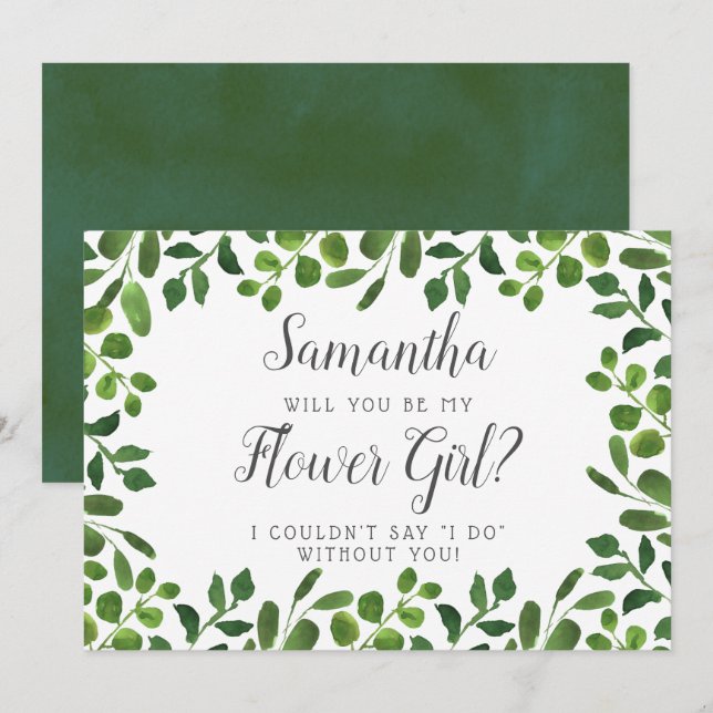Simply Chic Foliage | Will You Be My Flower Girl? Invitation (Front/Back)