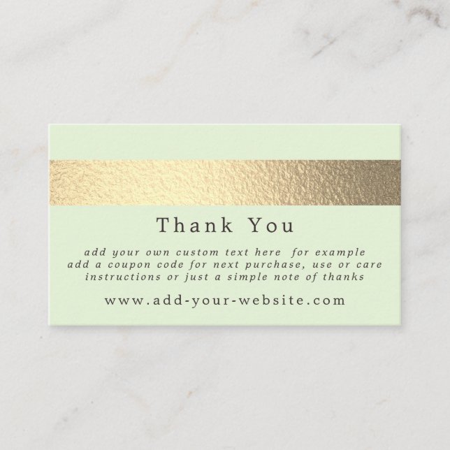 Simply Chic Gold Foil Stripe Minimalist Thank You Business Card (Front)