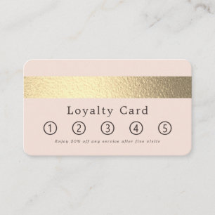 Simply Chic Gold Foil Stripe On Blush Pink Loyalty Card