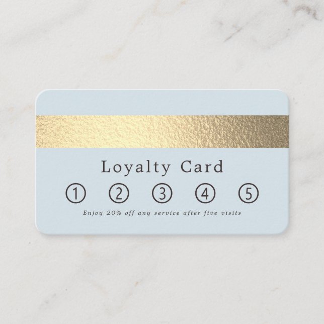 Simply Chic Gold Foil Stripe On Powder Blue Loyalty Card (Front)