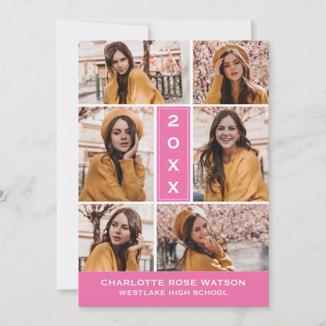 SIMPLY CHIC PHOTO COLLAGE GRADUATION INVITATION (Front)