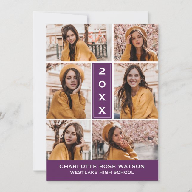 SIMPLY CHIC PHOTO COLLAGE GRADUATION INVITATION (Front)