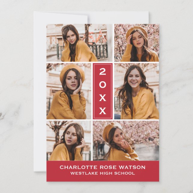 SIMPLY CHIC PHOTO COLLAGE GRADUATION INVITATION (Front)