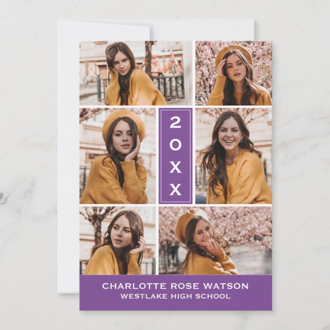 SIMPLY CHIC PHOTO COLLAGE GRADUATION INVITATION (Front)