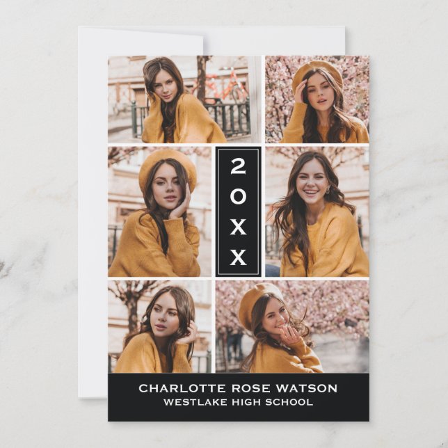 SIMPLY CHIC PHOTO COLLAGE GRADUATION INVITATION (Front)