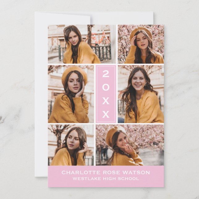 SIMPLY CHIC PHOTO COLLAGE GRADUATION INVITATION (Front)