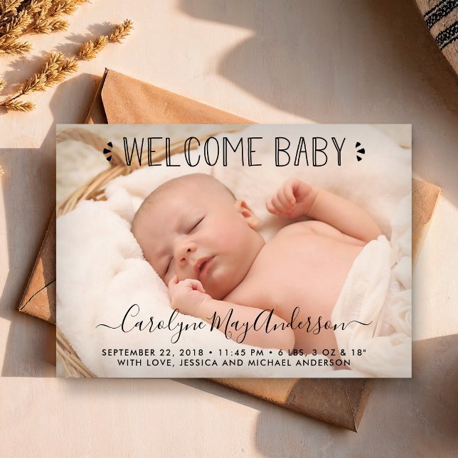 Simply Chic Pink Polka Dots Birth Announcement (Creator Uploaded)