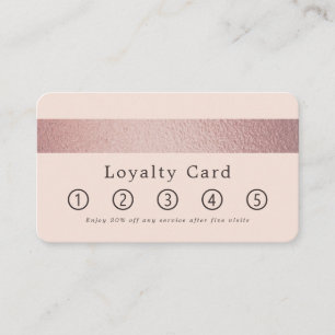 Simply Chic Rose Gold Foil Stripe On Blush Pink Loyalty Card