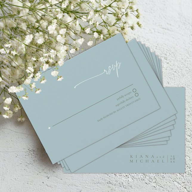 Simply Chic Wedding Dusty Teal ID1046 RSVP Card (Creator Uploaded)