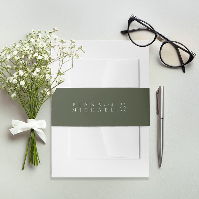 Simply Chic  Wedding Moss Green ID1046 Invitation Belly Band (Creator Uploaded)