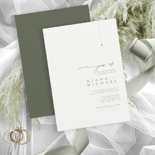Simply Chic Wedding Pearl/Moss Green ID1046 Invitation