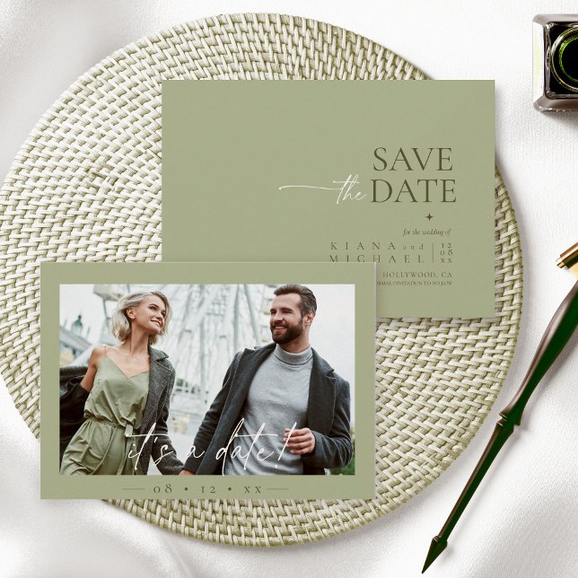 Simply Chic Wedding Photo Sage Green ID1046 Save The Date (Creator Uploaded)
