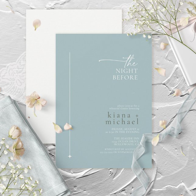 Simply Chic Wedding Rehearsal Dusty Teal ID1046 Invitation (Creator Uploaded)