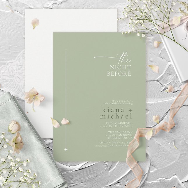 Simply Chic Wedding Rehearsal Sage Green ID1046 Invitation (Creator Uploaded)