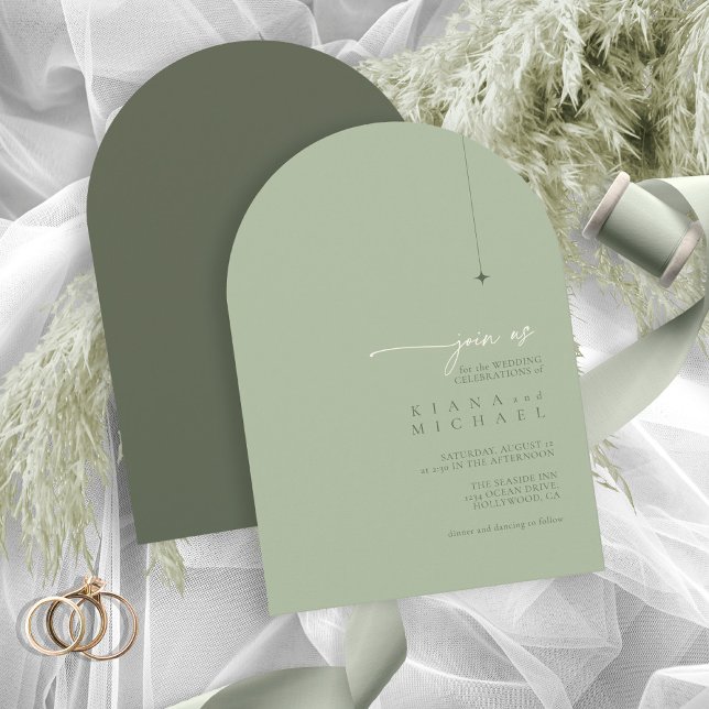 Simply Chic Wedding Sage/Moss Arch ID1046 Invitation (Creator Uploaded)