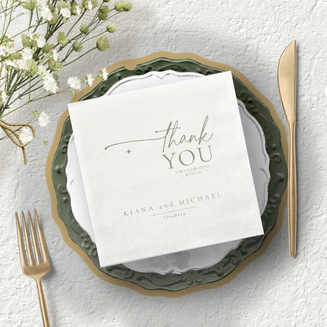 Simply Chic Wedding Thank You Pearl White ID1046 Napkin (Creator Uploaded)