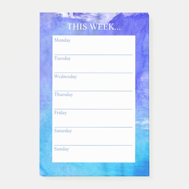 Simply Chic Weekly Planner | Watercolor Blue Post-it Notes (Front)