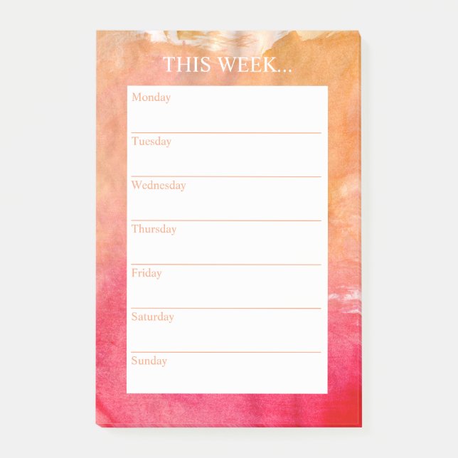 Simply Chic Weekly Planner | Watercolor Sunset Post-it Notes (Front)